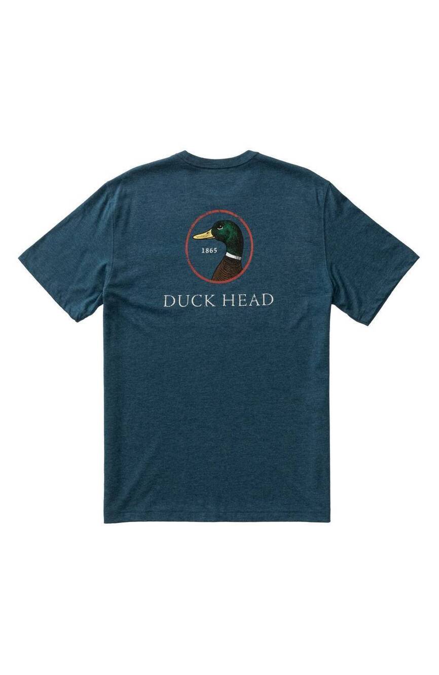 NEW DUCK HEAD men's logo short-sleeved t-shirt in mallard blue heather